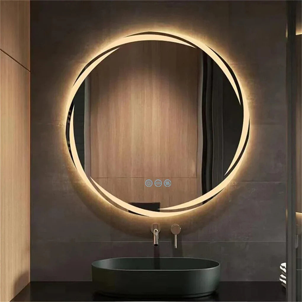 Circular Backlit LED Bathroom Mirror – Anti-Fog, Shatterproof HD Wall-Mounted Vanity Mirror with 3 Adjustable Colour Lights
