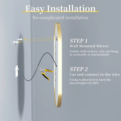 LUVODI Luxury Oval LED Illuminated Bathroom Mirror – Gold Aluminium Frame with Demister Pad