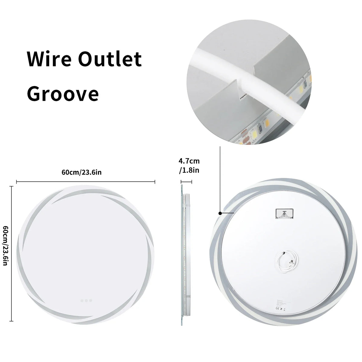 Circular Backlit LED Bathroom Mirror – Anti-Fog, Shatterproof HD Wall-Mounted Vanity Mirror with 3 Adjustable Colour Lights