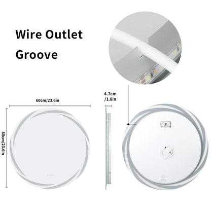 Circular Backlit LED Bathroom Mirror – Anti-Fog, Shatterproof HD Wall-Mounted Vanity Mirror with 3 Adjustable Colour Lights