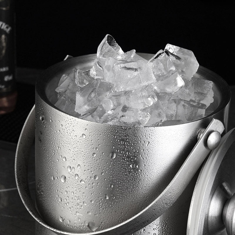 Stainless Steel Double Wall Ice Bucket with Lid 3L