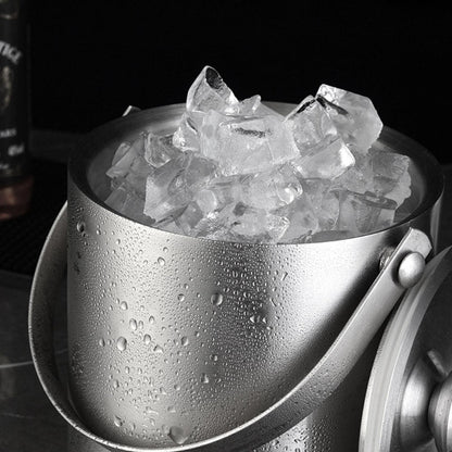 Stainless Steel Double Wall Ice Bucket with Lid 3L
