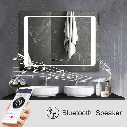 800 x 600mm LED Bathroom Mirror with Bluetooth Speaker – Dimmable CCT Colour Changing Lights and Touch Switch