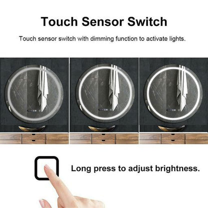 70cm Round LED Bathroom Mirror with Bluetooth Speaker – Dimmable CCT Colour Changing Lights and Touch Switch