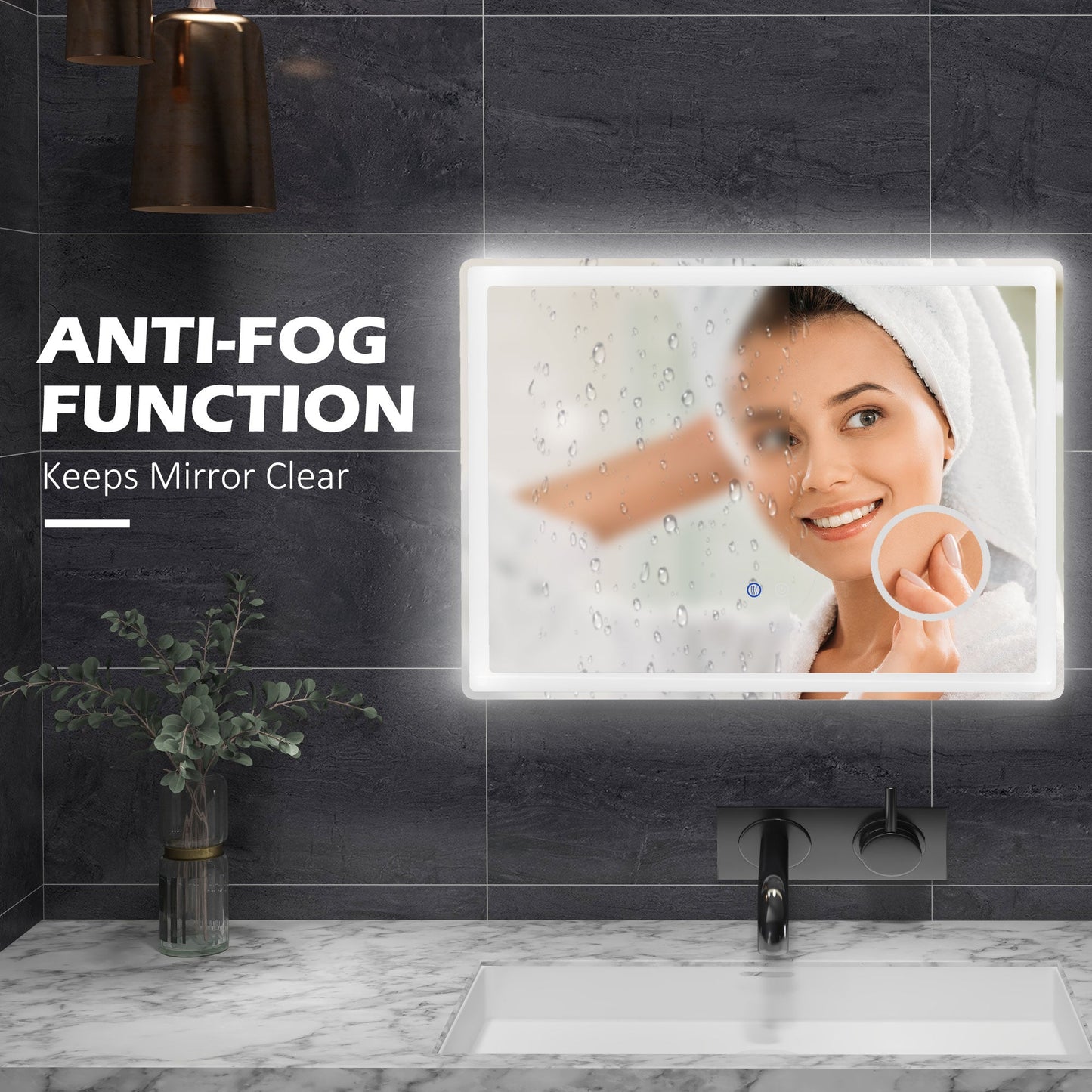 🪞 Kleankin LED Bathroom Mirror with Lights ✨ Illuminated Wall Mount