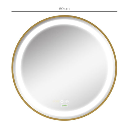 🪞 Kleankin Round LED Bathroom Mirror ✨ Illuminated Wall Mount Mirror