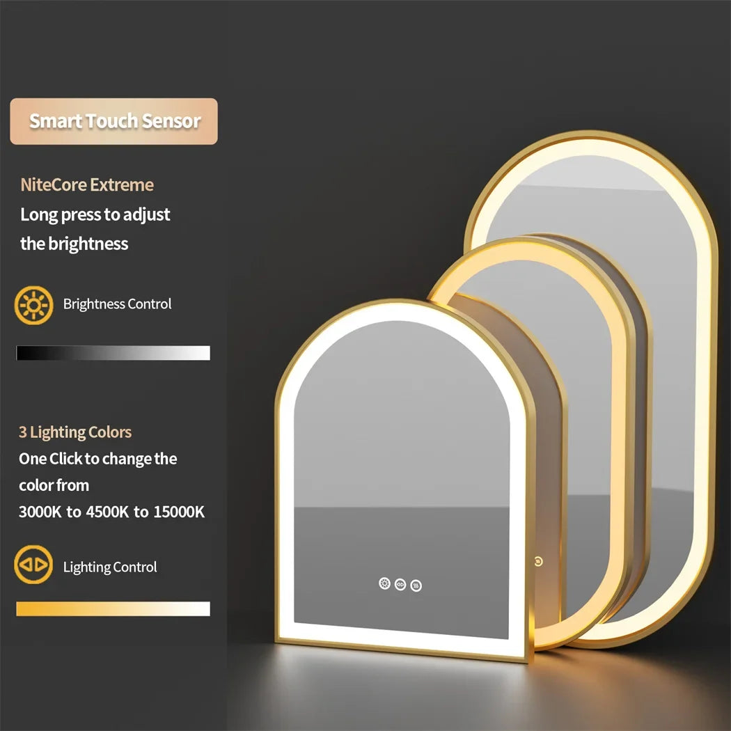 LUVODI Luxury Oval LED Illuminated Bathroom Mirror – Gold Aluminium Frame with Demister Pad