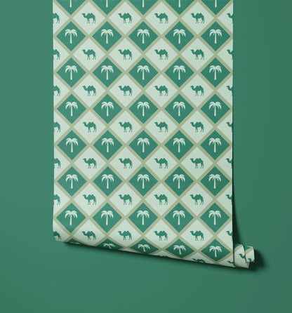 Bobbi Beck Sahara Camel and Palm Wallpaper