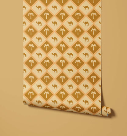 Bobbi Beck Sahara Camel and Palm Wallpaper
