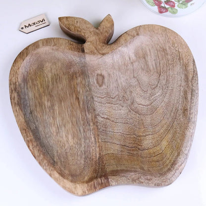 Saif Mango Wood Apple Shaped Serving Tray 30 cm
