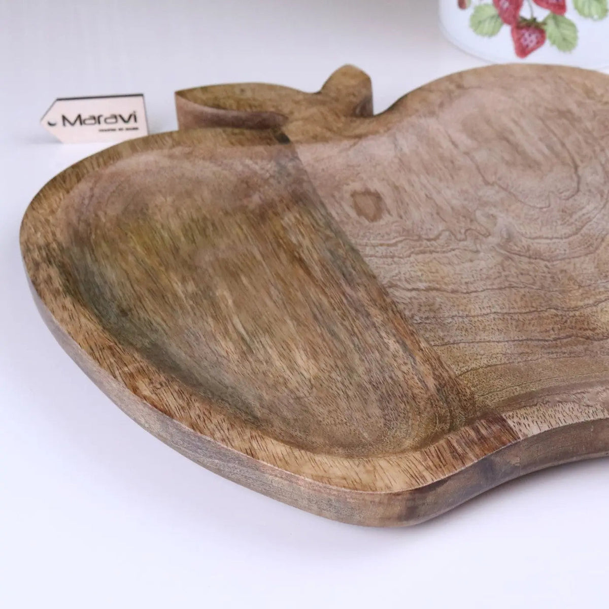 Saif Mango Wood Apple Shaped Serving Tray 30 cm