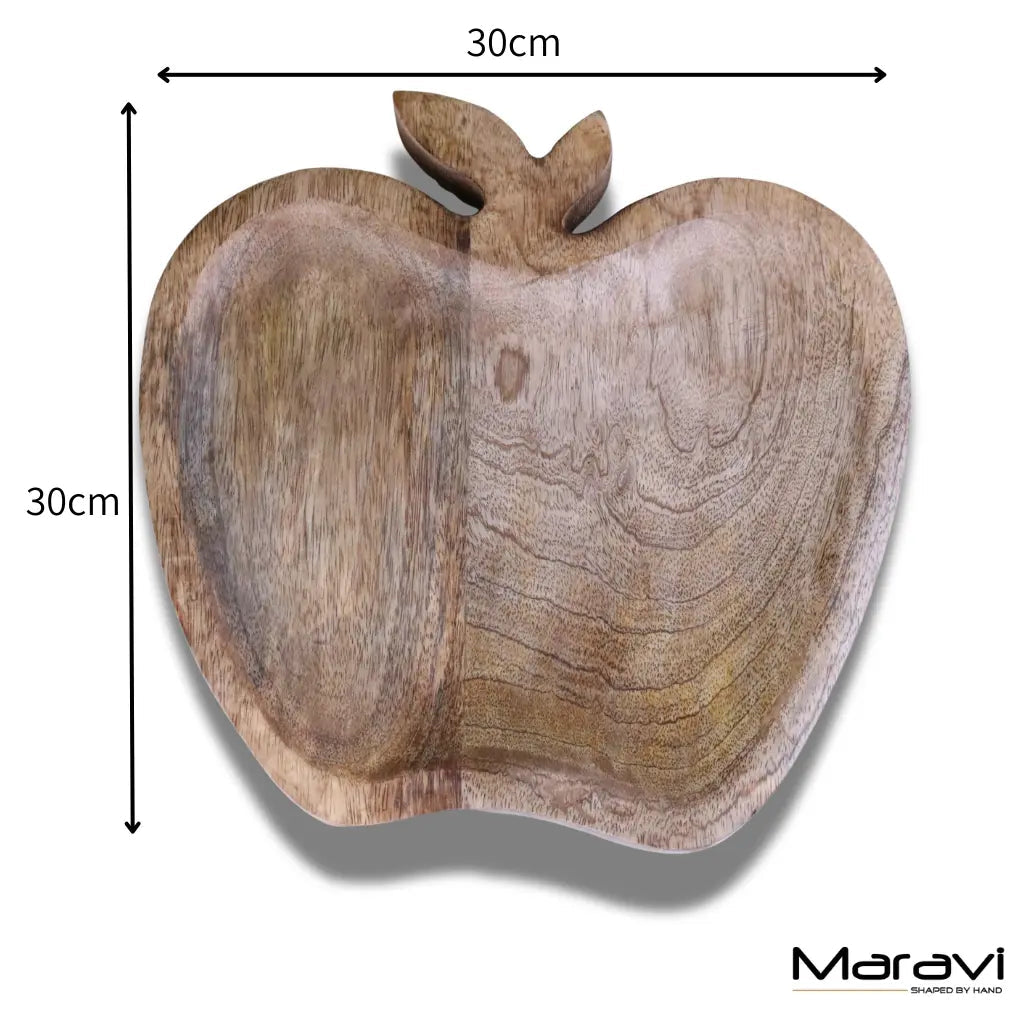 Saif Mango Wood Apple Shaped Serving Tray 30 cm