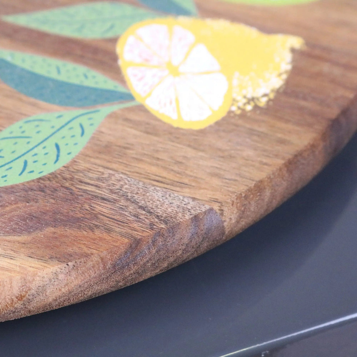 Saitras Acacia Wood Lazy Susan 35 cm, Citrus Design