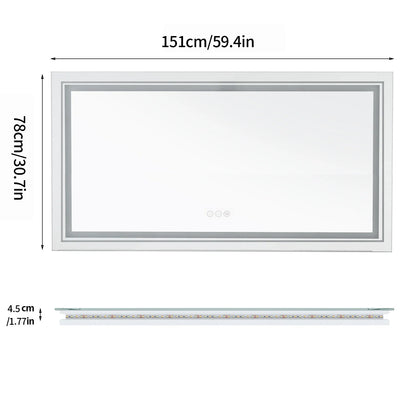 Extra-Large Illuminated LED Bathroom Mirror – Front and Backlit, Wall-Mounted Anti-Fog Touch Vanity Mirror