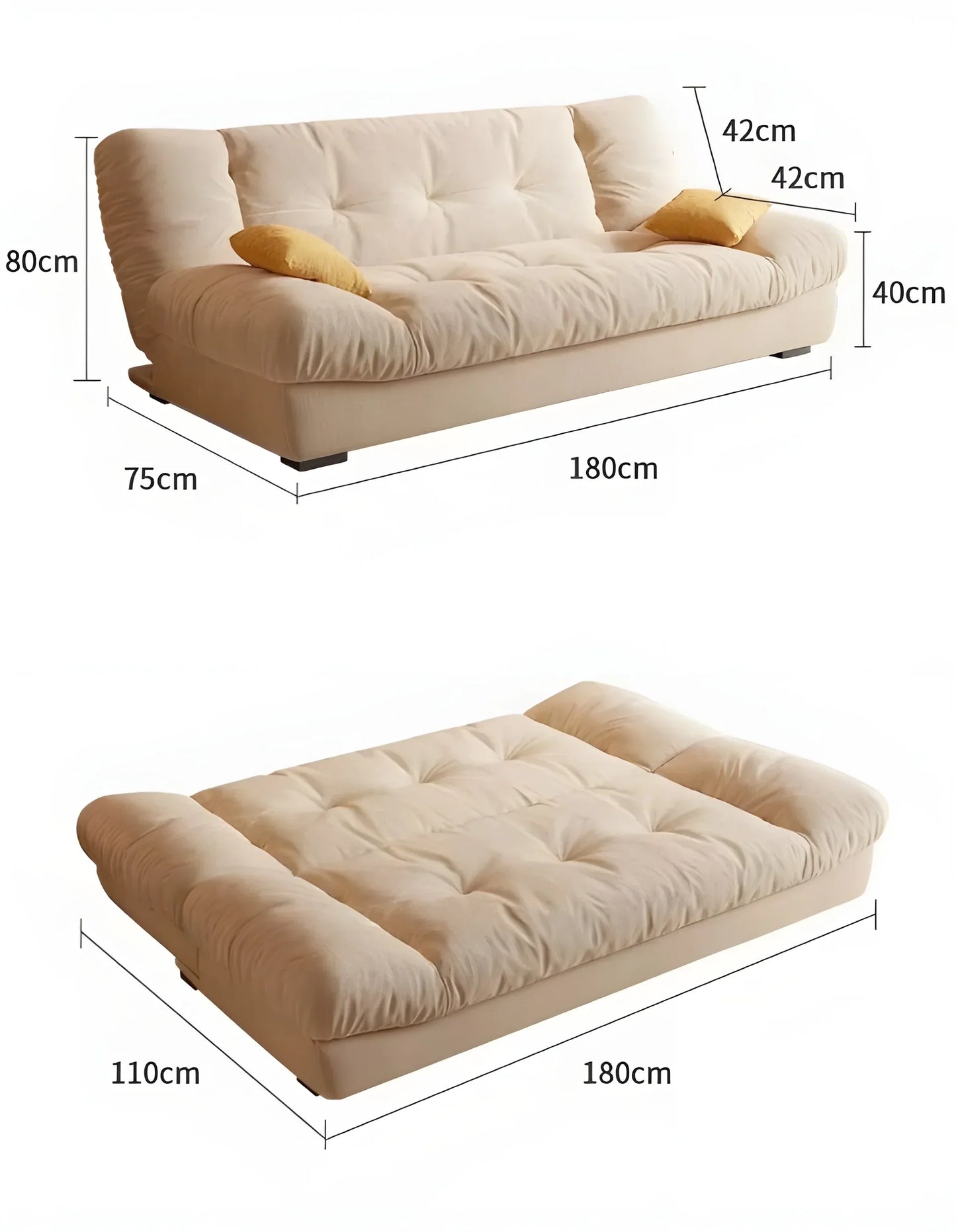Cloud High-Density Foam Adjustable Sofa Bed - 3 Reclining Positions