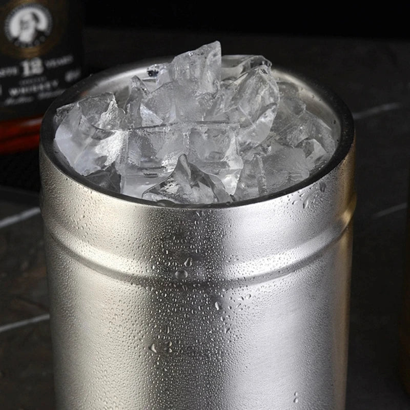 Stainless Steel Double Wall Ice Bucket with Lid 3L