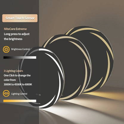Circular Backlit LED Bathroom Mirror – Anti-Fog, Shatterproof HD Wall-Mounted Vanity Mirror with 3 Adjustable Colour Lights