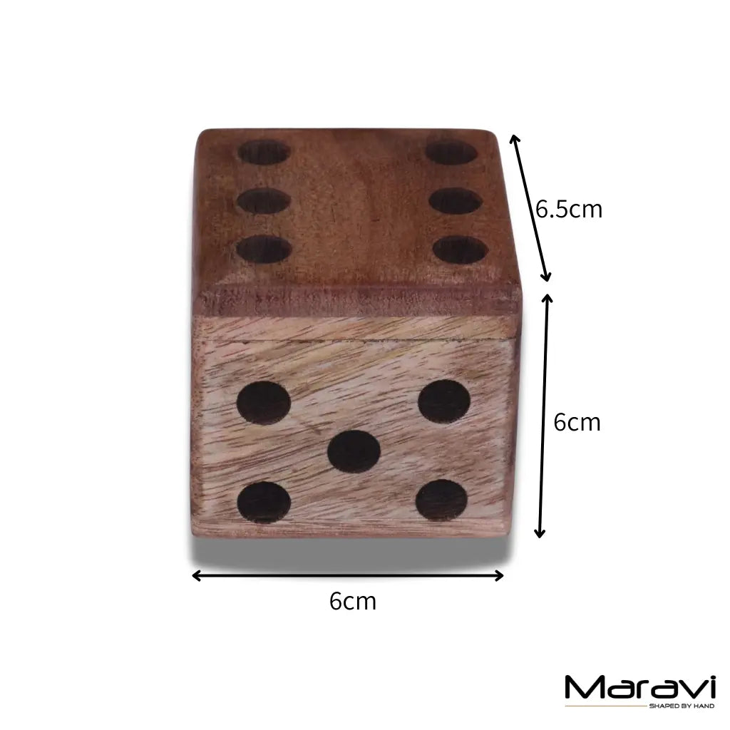 Selora Mango Wood Dice Set with Holder, 9 Pieces