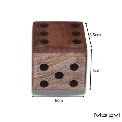 Selora Mango Wood Dice Set with Holder, 9 Pieces