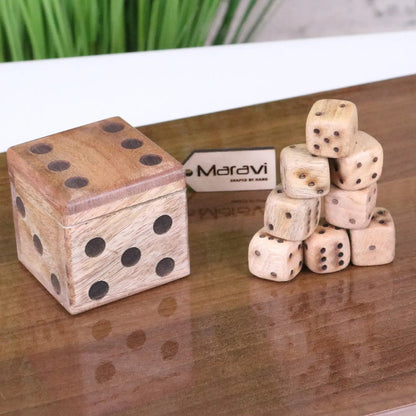 Selora Mango Wood Dice Set with Holder, 9 Pieces
