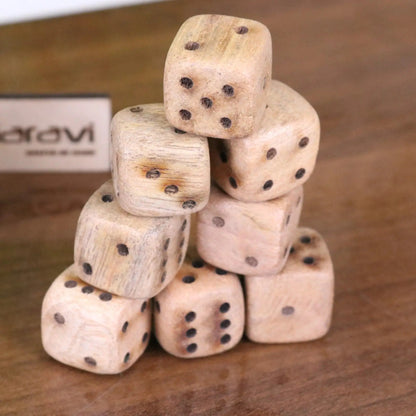 Selora Mango Wood Dice Set with Holder, 9 Pieces