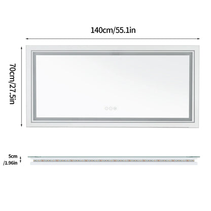 Extra-Large Illuminated LED Bathroom Mirror – Front and Backlit, Wall-Mounted Anti-Fog Touch Vanity Mirror