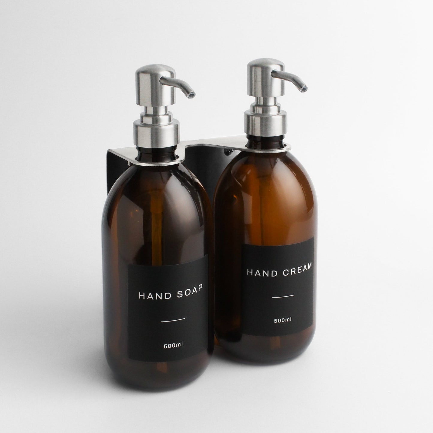 Namie Silver Wall Bracket & Amber Glass Dispenser Set
