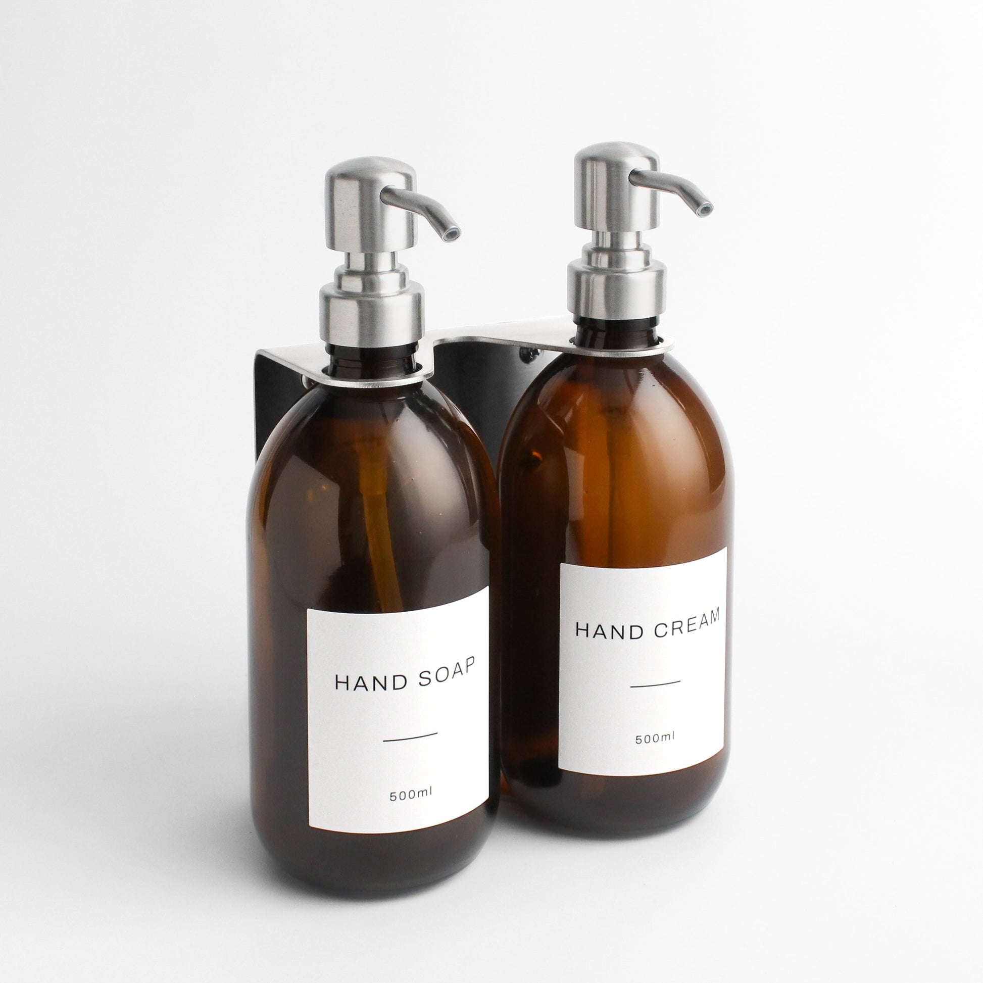 Namie Silver Wall Bracket & Amber Glass Dispenser Set