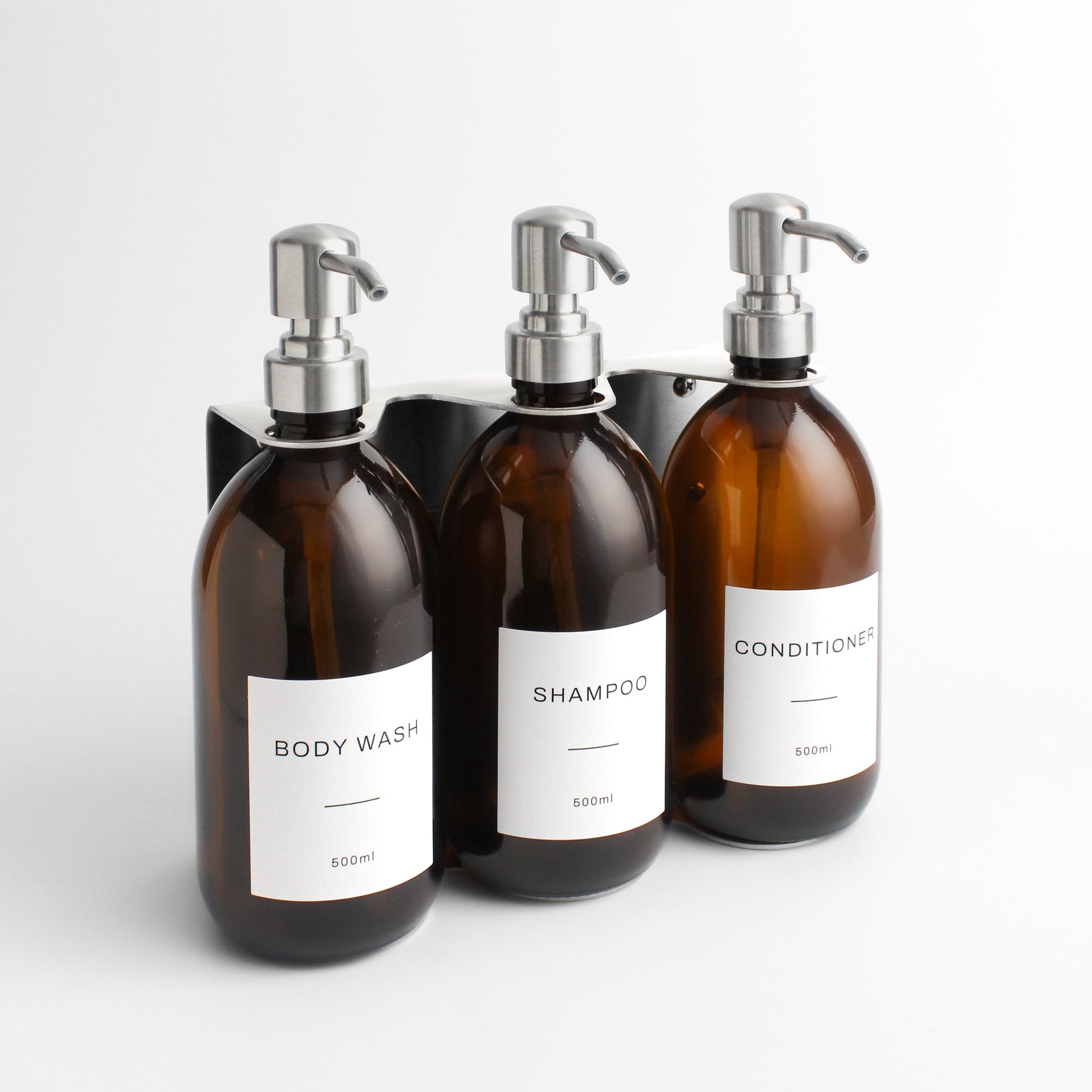 Namie Silver Wall Bracket & Amber Glass Dispenser Set