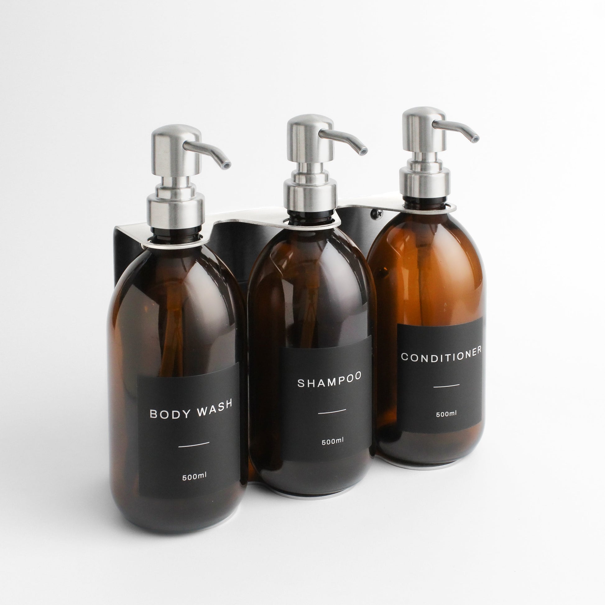 Namie Silver Wall Bracket & Amber Glass Dispenser Set