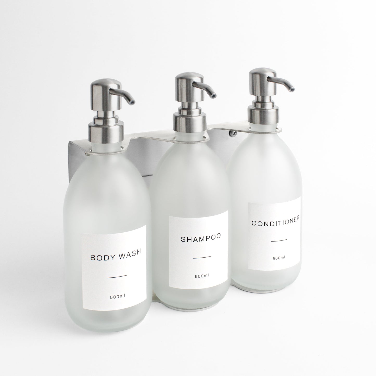 Namie Silver Wall Bracket & Frosted White Glass Dispenser Set