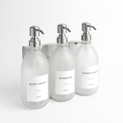 Namie Silver Wall Bracket & Frosted White Glass Dispenser Set