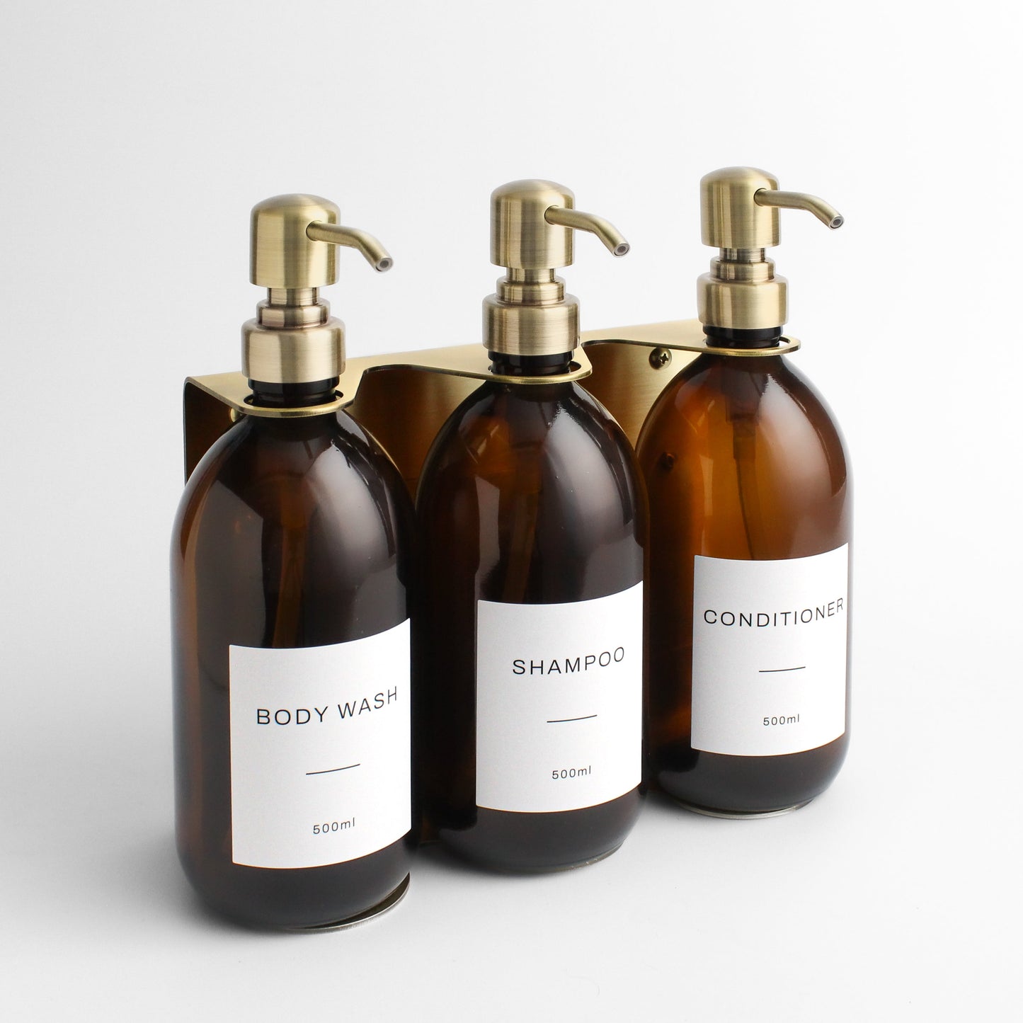 Namie Gold Wall Bracket & Amber Glass Dispenser Set