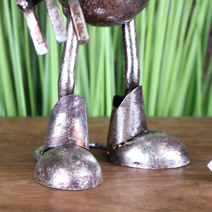 Silver Metal Robot Ornament with Springy Bobble Head