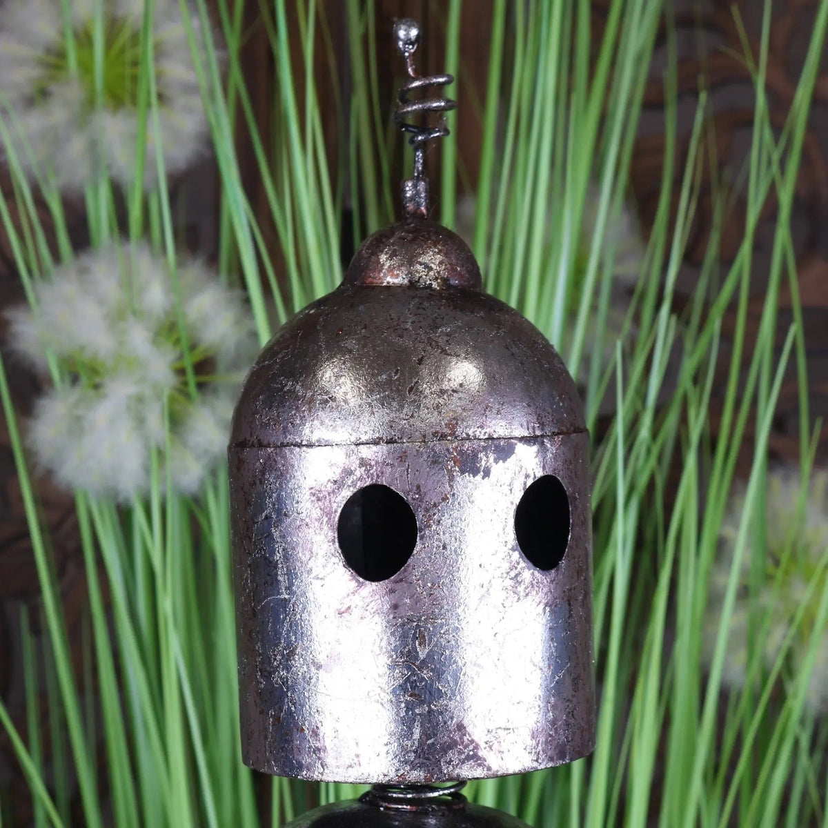 Silver Metal Robot Ornament with Springy Bobble Head