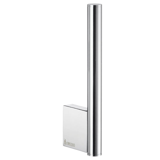 Smedbo Air AK320 Wall-Mounted Spare Toilet Roll Holder — Polished Chrome Vertical Post with Square Wall Bracket