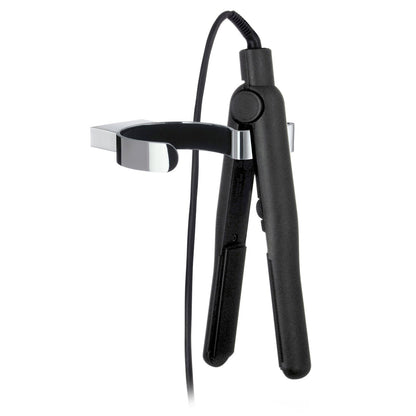 Smedbo AK323 wall mounted with straighteners hanging over the side arm, all on a white background
