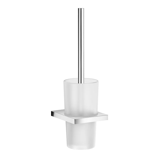 Smedbo Air AK3334 Wall-Mounted Toilet Brush — Polished Chrome Square Bracket with Frosted Glass Container