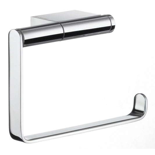 Smedbo Air AK341 Open-Frame Toilet Roll Holder — Polished Chrome C-Frame with Rectangular Wall Bracket