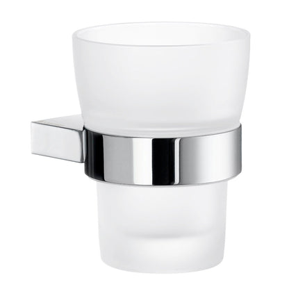 Smedbo Air AK343 Wall-Mounted Tumbler & Holder — Polished Chrome Cradle with Removable Frosted Glass Tumbler