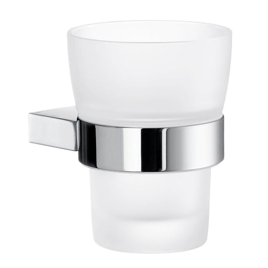 Smedbo Air AK343 Wall-Mounted Tumbler & Holder — Polished Chrome Cradle with Removable Frosted Glass Tumbler