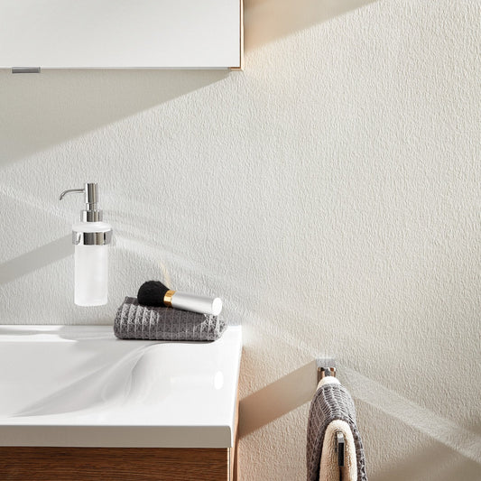 Smedbo AIR AK369 Polished Chrome Wall Soap Dispenser — fixed to wall ext to wash basin