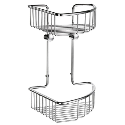 Smedbo Sideline DK1022 Large Two-Tier Corner Shower Basket — Polished Chrome Solid Brass, 207 mm Wide