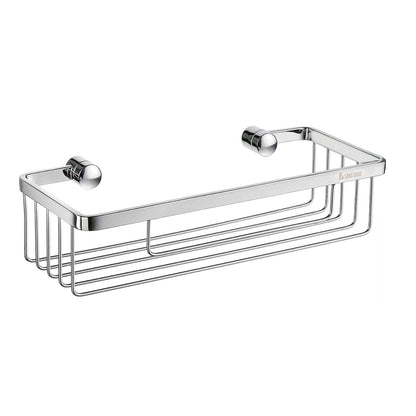 Smedbo Sideline DK2001 Angular Wall-Mounted Shower Basket — Polished Chrome Flat Square-Bar Frame, 250 mm Wide