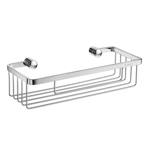Smedbo Sideline DK2001 Angular Wall-Mounted Shower Basket — Polished Chrome Flat Square-Bar Frame, 250 mm Wide