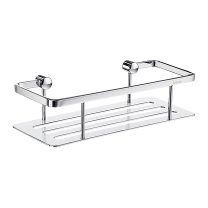 Smedbo Sideline DK3001 Wall-Mounted Shower Basket — Polished Chrome Angular Frame with Solid Perforated Tray Floor, 250 mm Wide