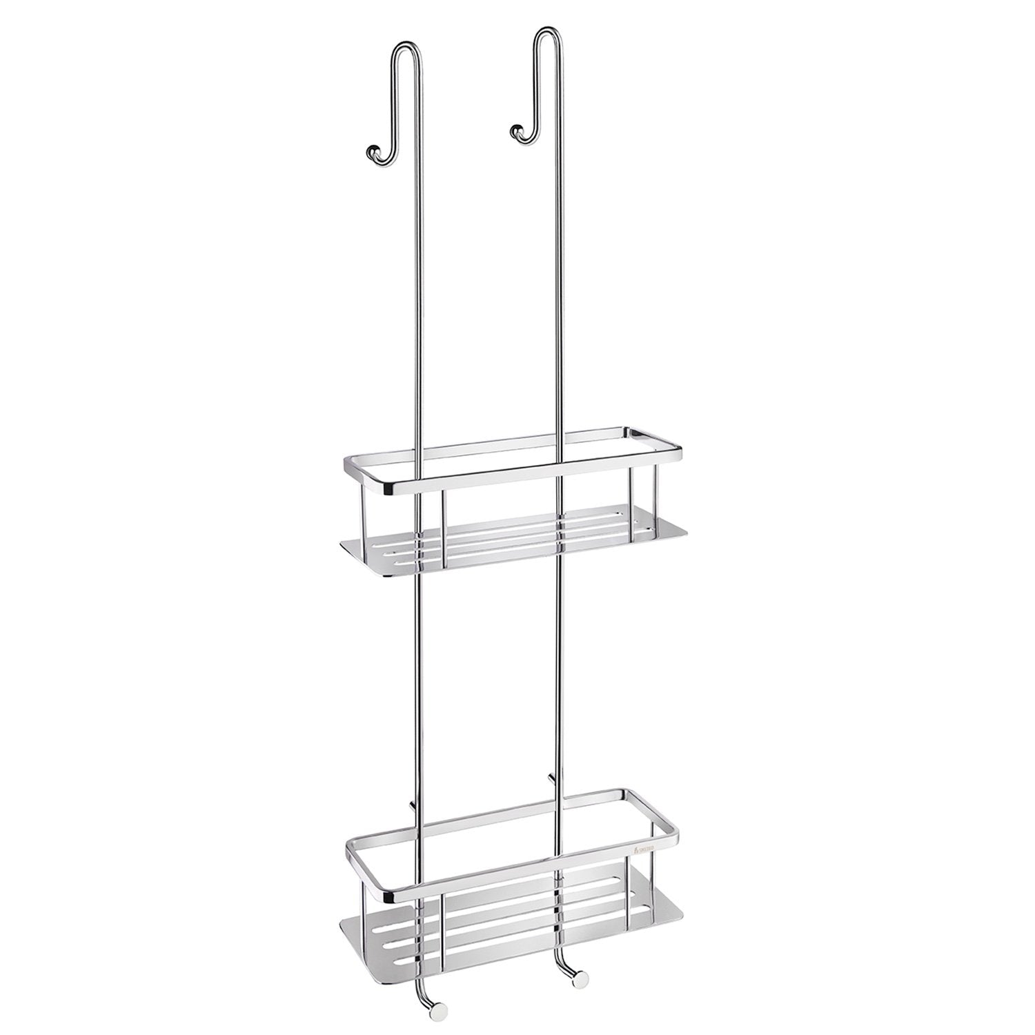Smedbo Sideline DK3041 Two-Tier Hanging Shower Basket — Polished Chrome S-Hook Design with Solid Perforated Tray Floors, 765 mm Tall