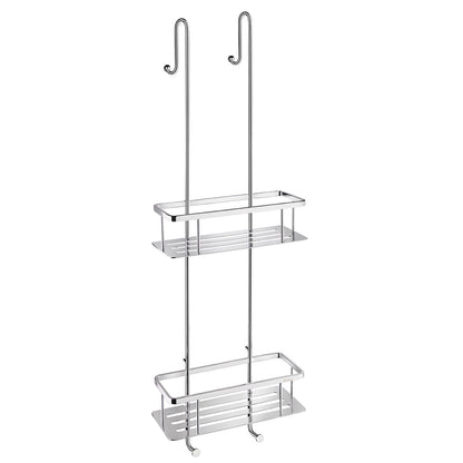 Smedbo Sideline DK3041 Two-Tier Hanging Shower Basket — Polished Chrome S-Hook Design with Solid Perforated Tray Floors, 765 mm Tall