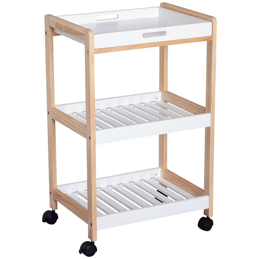 🍽️ 3-Tier Mobile Kitchen Trolley - White Storage Cart 46x35cm 🛒