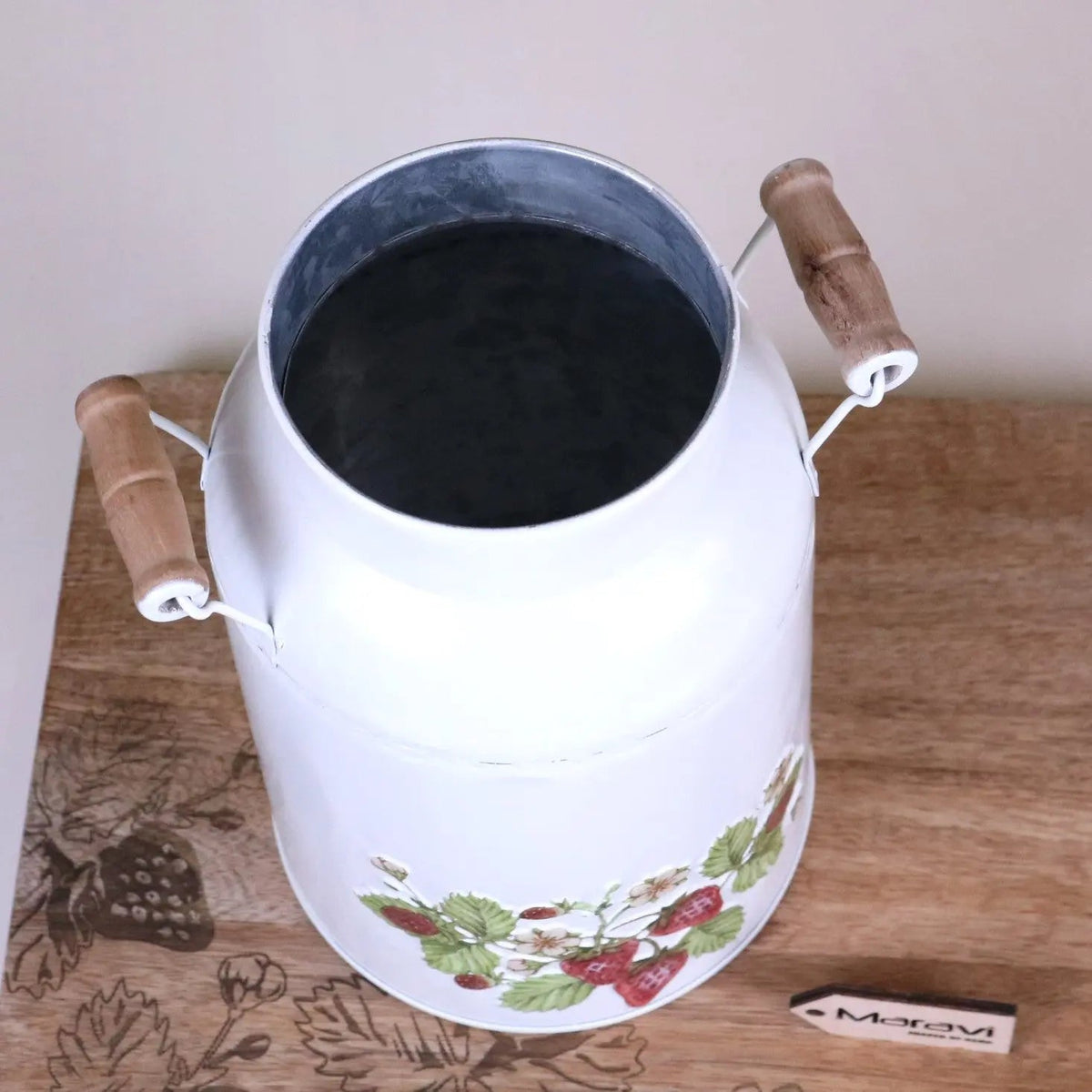 Thaniya Strawberry Field White Metal Milk Churn Planter